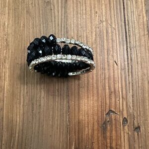 Elegant Black and Silver Beaded Bracelet